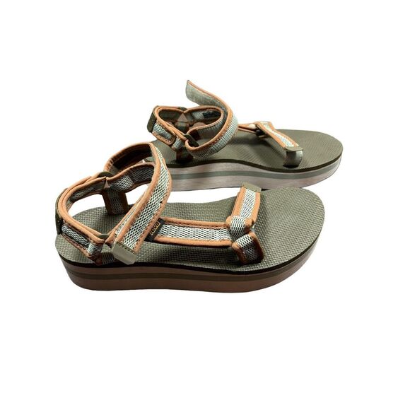 Women's Teva Sandals Size Universal Mesh 10 Green & Brown Platform 1102451 EUC - Picture 7 of 10